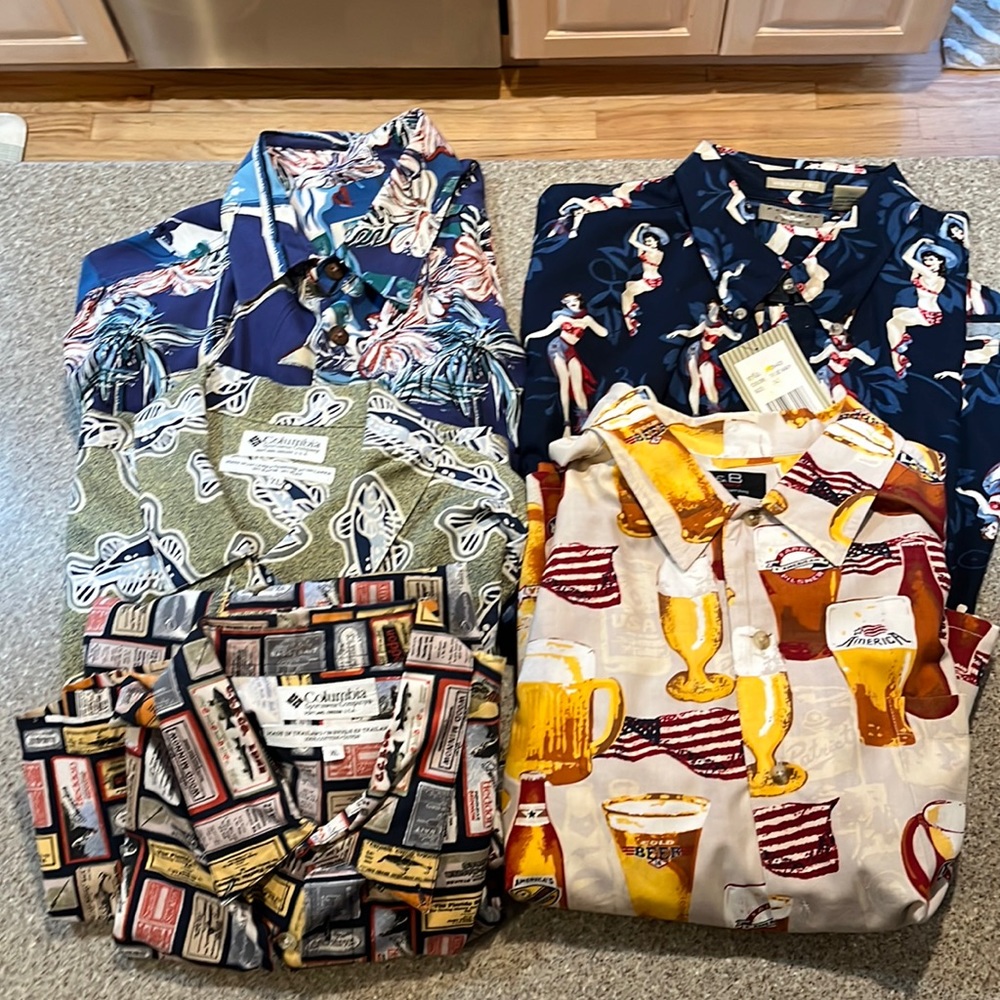 Five Men’s Hawaiian shirts XL used good condition $12